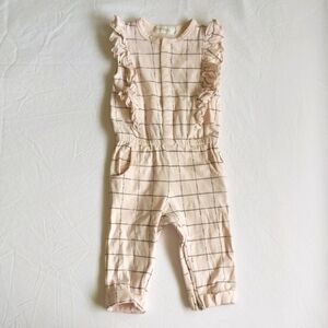 miles baby modern grid print jumpsuit with ruffles 3 months baby girl